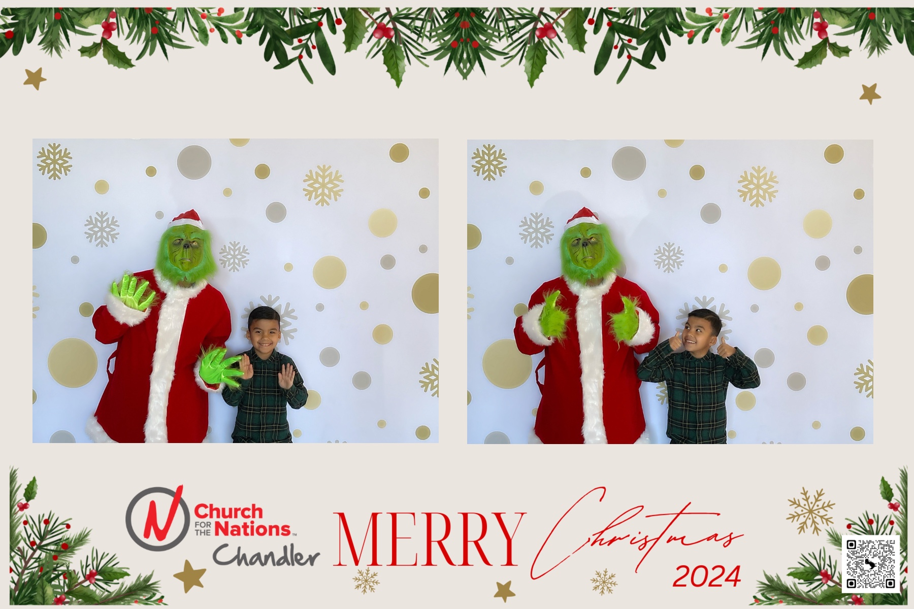 Holiday event photo booth with a festive custom layout