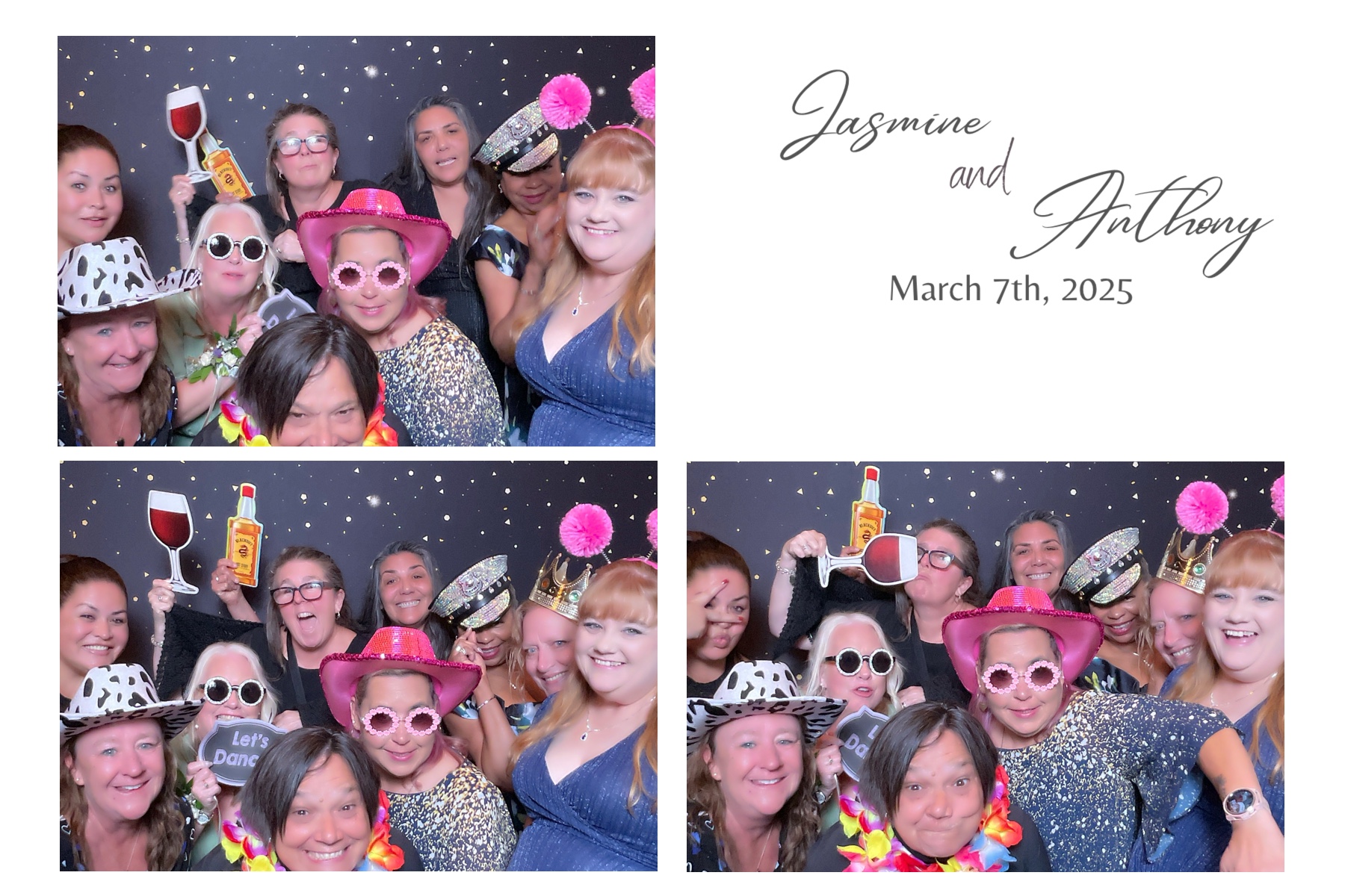 Wedding party laughing together in the photo booth